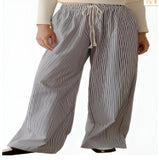Thick Striped Wide-leg Pajama Pants for Women