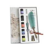 Glass Dipping Pen, Color Ink Feather Calligraphy Quill Set