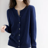 New Thin Round Neck Cardigan Sweater, Short Outer Tops