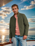 Stand Collar Zippered Solid Color Jacket