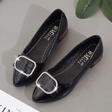 Rhinestone Square Buckle Bow, Flat Shoes