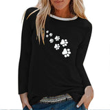 Ladies Bear Paw Print Long Sleeve T-shirt – Casual Women’s Graphic Tee
