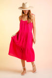 Women’s Spaghetti Strap Summer Dress – Casual Sleeveless Tiered Midi Skirt