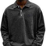 Men’s Fall Long-sleeve Polo Shirt – Casual, Breathable, Comfortable Solid High-quality Tee