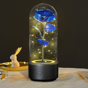 Creative 2-in-1 Rose Flowers LED Light, Bluetooth-compatible Speaker Valentine's Day Gift, Rose Luminous Night Light, Ornament in Glass Cover