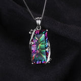 Rainbow Mystic Topaz Tourmaline Pendant Necklace in 925 Sterling Silver
