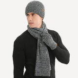 Thermal Knitting Cap, Scarf and Gloves, Three-piece Set