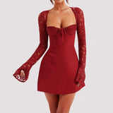 Fashionable Lace Corset, Long Sleeve Dress, Y2K Short Frock