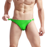 Men's Translucent, Ice Silk, Low Waist Buckle, T-back Underwear