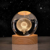 Luminous Starry Sky and Planets Moon - Crystal Ball Small Night Lamp, Projection Ambience Light, Creative Gift Ideas