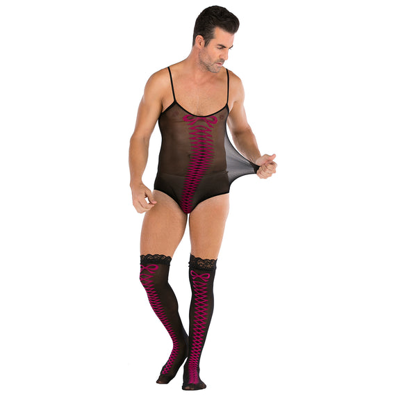 Men's Jacquard Underwear + One-piece Stockings