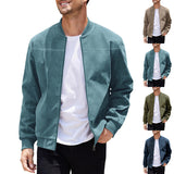 Men's Suede Solid Color, Casual Retro Jacket