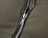 Vintage Army Green Zip, Casual Stand Collar Washed Military Jacket