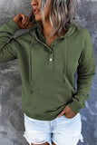 Long-sleeved Hooded Sweatshirt with Pockets, Fashion Casual Button Drawstring Design Hoodie Top, Spring and Autumn Sports Clothing for Women