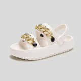 Chains Thick-soled Slippers for Women, Indoor Floor House Shoes, Summer Outdoor Eva Sandals, Two-wearing Beach Shoes