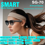 SG70 AI Bluetooth Glasses – Voice Assistant, Real-time Translation, Camera & Audio Smart Eyewear