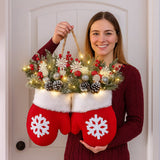 Glove-shaped Christmas Wreath – Decorative Garland for Door, Window & Gate, Xmas Party Decor