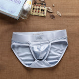Men's Brushed Low Waist Sexy Solid Color Bikini, European and American Briefs, Nylon Material Underwear