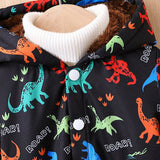 Children's Dinosaur Fleece Lined Coat, Winter Clothing