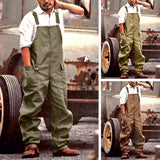 Loose Fit Cargo Suspender Pants for Men – Solid Color Casual Work Overalls