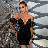 Cross-border European and American Deep V-neck Wrapped Breasts Sexy Dress