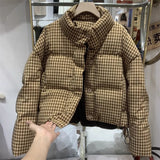 Thickened Puffer Jacket, High Waist Cropped Cotton Sweater