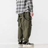 Men’s Washed Retro Cargo Suspender Overalls – Solid Color Casual Utility Pants