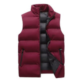 Stand Collar Slim-fit Zipper Cardigan, Casual Winter Thickened Vest Jacket, Cotton Waistcoat