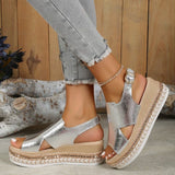 Summer Shiny Hollow Design, Fish Mouth Sandals for Women, Fashion Buckle Wedges Shoes