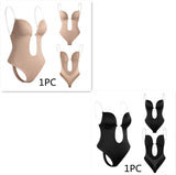 Deep V-neck Body Shaper, Backless U-plunge Thong, Waist Trainer, Clear Strap Padded Corset