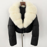 Fox Fur Collar Thick Short Down Jacket