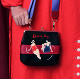 Vintage Velvet Canvas Embroidery Vintage Messenger Bag, Women in the 90s - Series of one Day