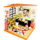 Miniature Wooden Dollhouse Kit – Sitting Room with Furniture for Children & Adults
