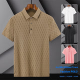 Men’s Seamless Ice Silk Polo Shirt, Short Sleeve Plus Size Summer Top
