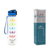 Tritan Water Bottle with Time Marker Bounce Cover, Motivational Water Bottle with Leakproof Lid for Sports Cycling and Outdoors