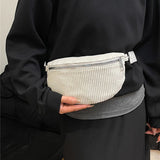 Women’s Corduroy Crossbody Waist Bag, Single-shoulder Style
