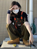 Women’s Casual Cargo Overalls – Loose Fit Straight Suspender Pants