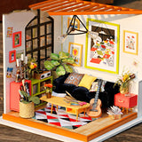 Miniature Wooden Dollhouse Kit – Sitting Room with Furniture for Children & Adults