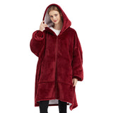 Plus Size Robe Winter Wearable Blanket Sweatshirt, Women and Men's Warm and Cozy Giant Blanket Hoodie