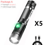 Portable Mini WT518 T6 Flashlight – 1000 Lumens, 3 Modes, Zoomable LED, Clicky Switch, Clip-on Torch