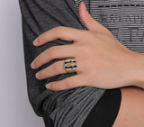 And the Wind 1973 Tiger Walton Navy Titanium Ring, Men's Personality RC-303 Retro Ring