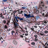 Ethnic Style Jacquard Square Scarf with Fringe