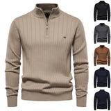 Men’s Half-zip Knitted Sweater – Casual Stand Collar Long-sleeve Pullover for Fall & Winter