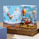 DIY Hut, Water City Log Hot Air Balloon Stand Mini Book House