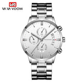 Men's Waterproof Black Fine Steel with Business Casual Calendar Quartz Watch