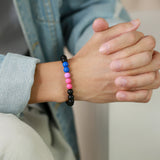 Acrylic Black Agate Beaded Bracelet for Men & Women – Friendship Style