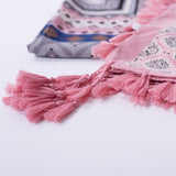 Ethnic Style Jacquard Square Scarf with Fringe