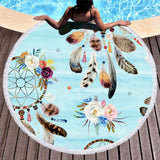 Bohemian Microfiber Round Beach Towel – Quick-dry Tassel Picnic & Pool Mat