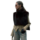 New Solid Color Half Turtleneck Sleeveless Fur Vest for Women