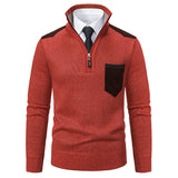Men’s Half-zipper Stand Collar Sweater – Thick Knit Pullover for Cold Weather